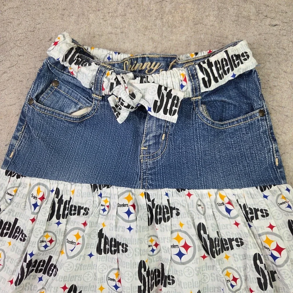 Crazy 8 Pittsburgh Stealers Denim Dress Youth Girls Sz 10 NFL